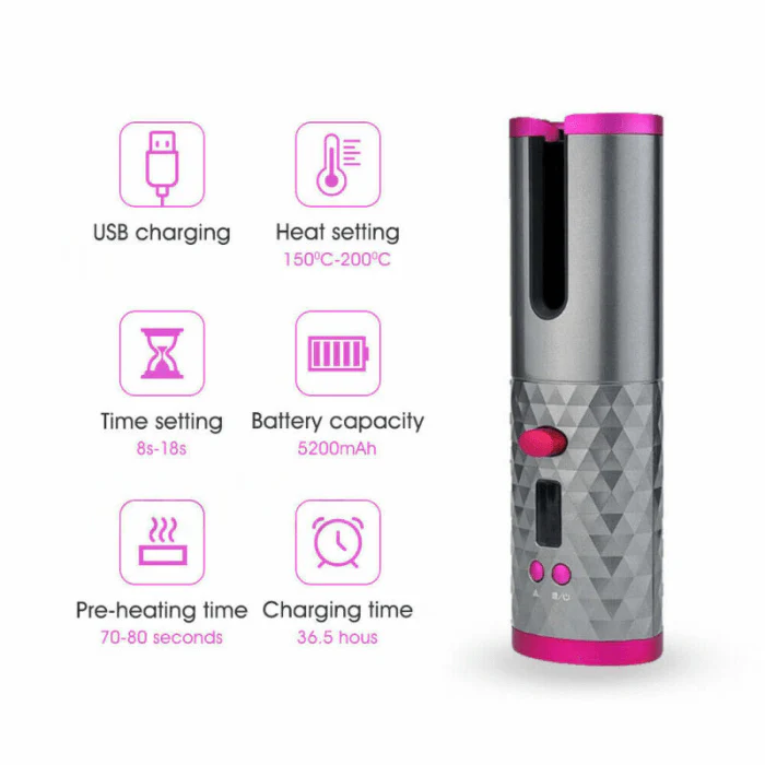 Wireless LCD Ceramic Auto Rotating Hair Curler - Image 3