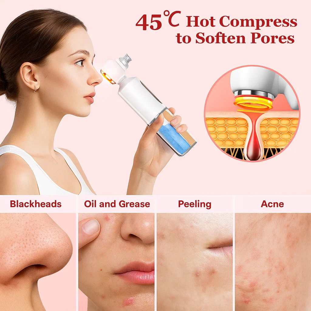 Electric Blackhead Remover Pore Cleaner For Deep Cleansing And Hot Compress - Image 5