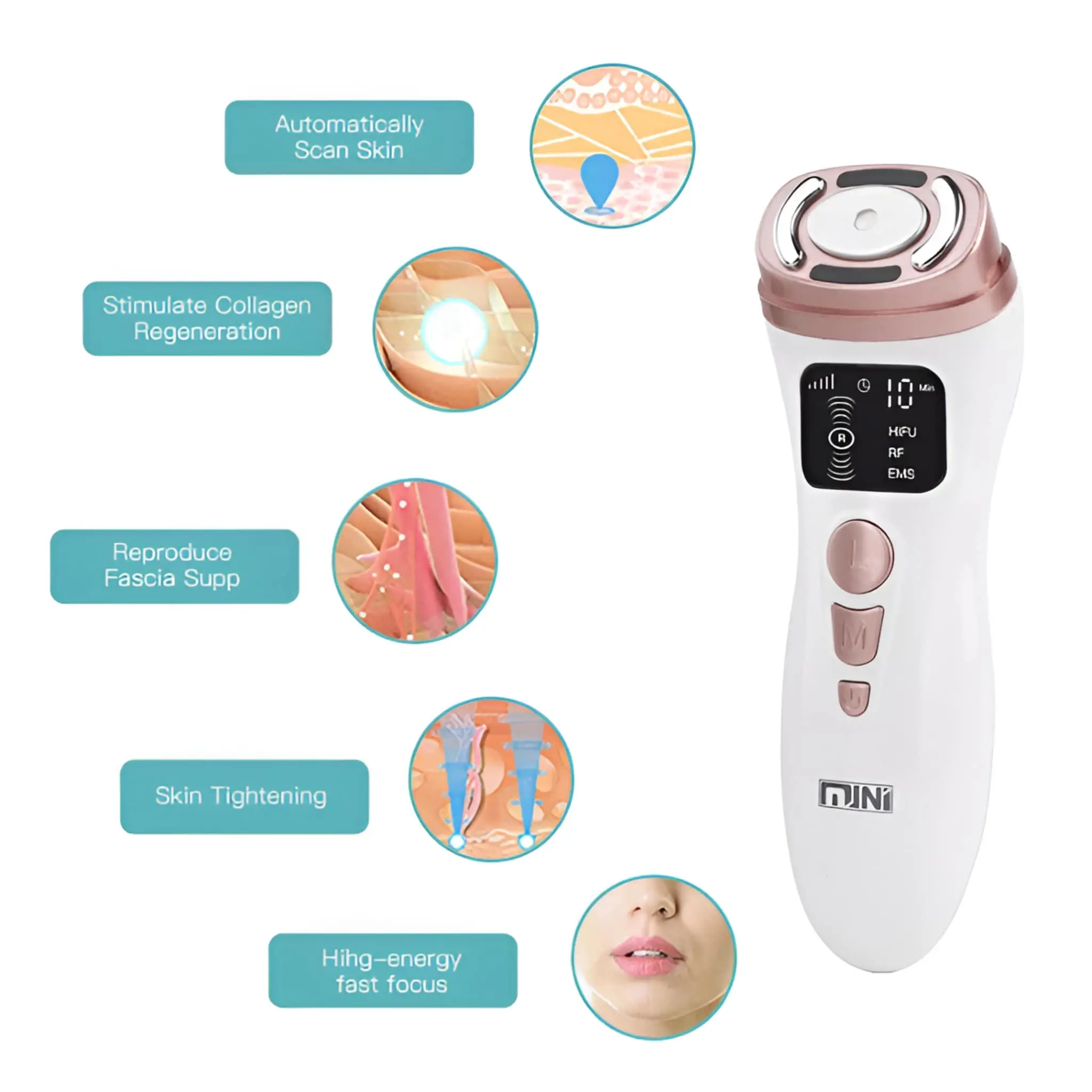 Microcurrent RF Hifu Anti Wrinkles Face Lifting Skin Tightening Device - Image 10