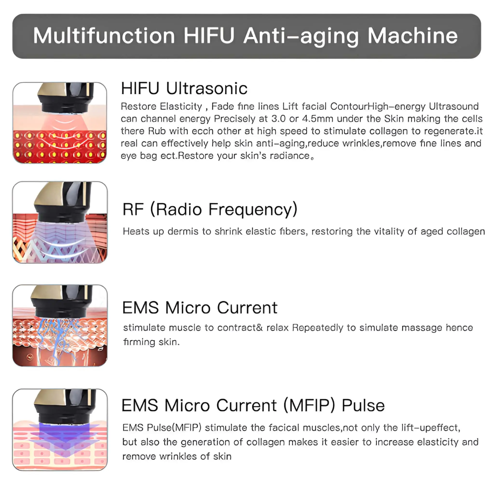 Mini Portable HIFU RF Ultrasonic Anti-Wrinkle Face Lifting Device - Image 10