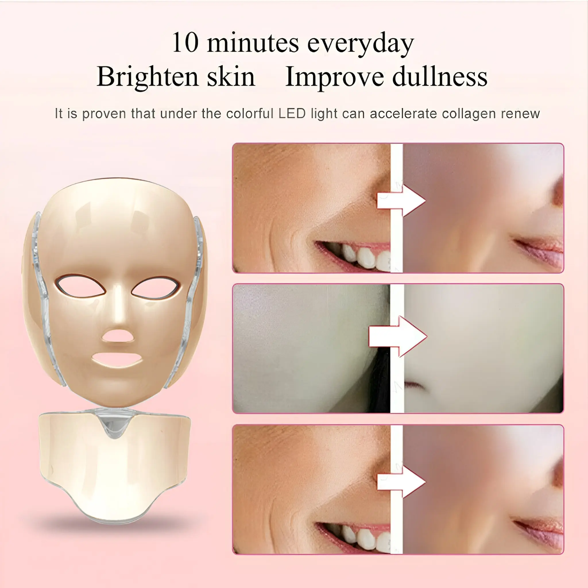 7 Colour LED Photon Facial Mask with Neck Therapy - Image 4
